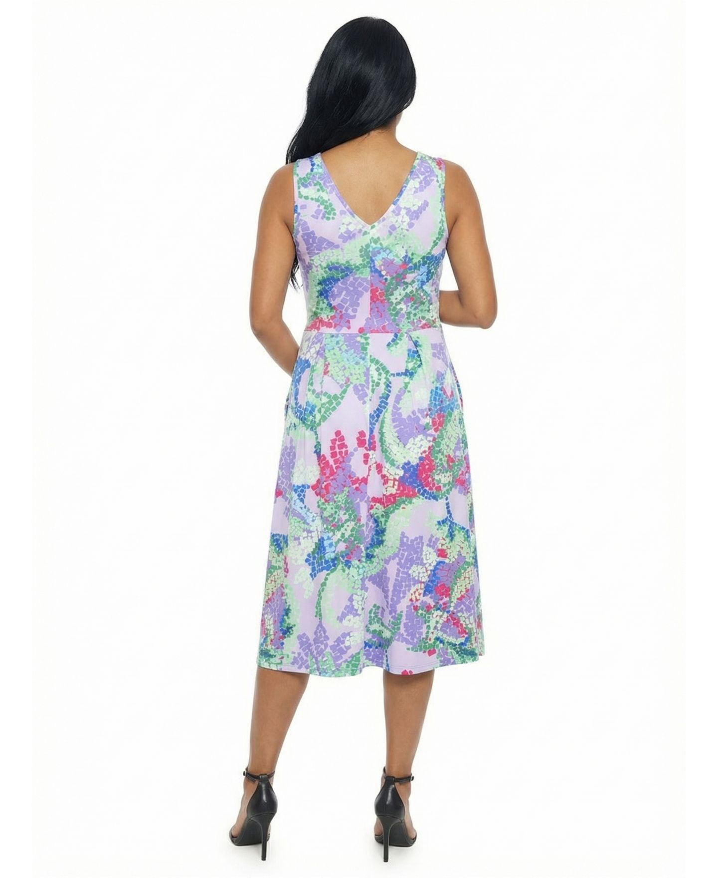 Женское платье 24seven Comfort Apparel Maternity V-Neck Sleeveless Dress, цвет: С принтом — фото 2