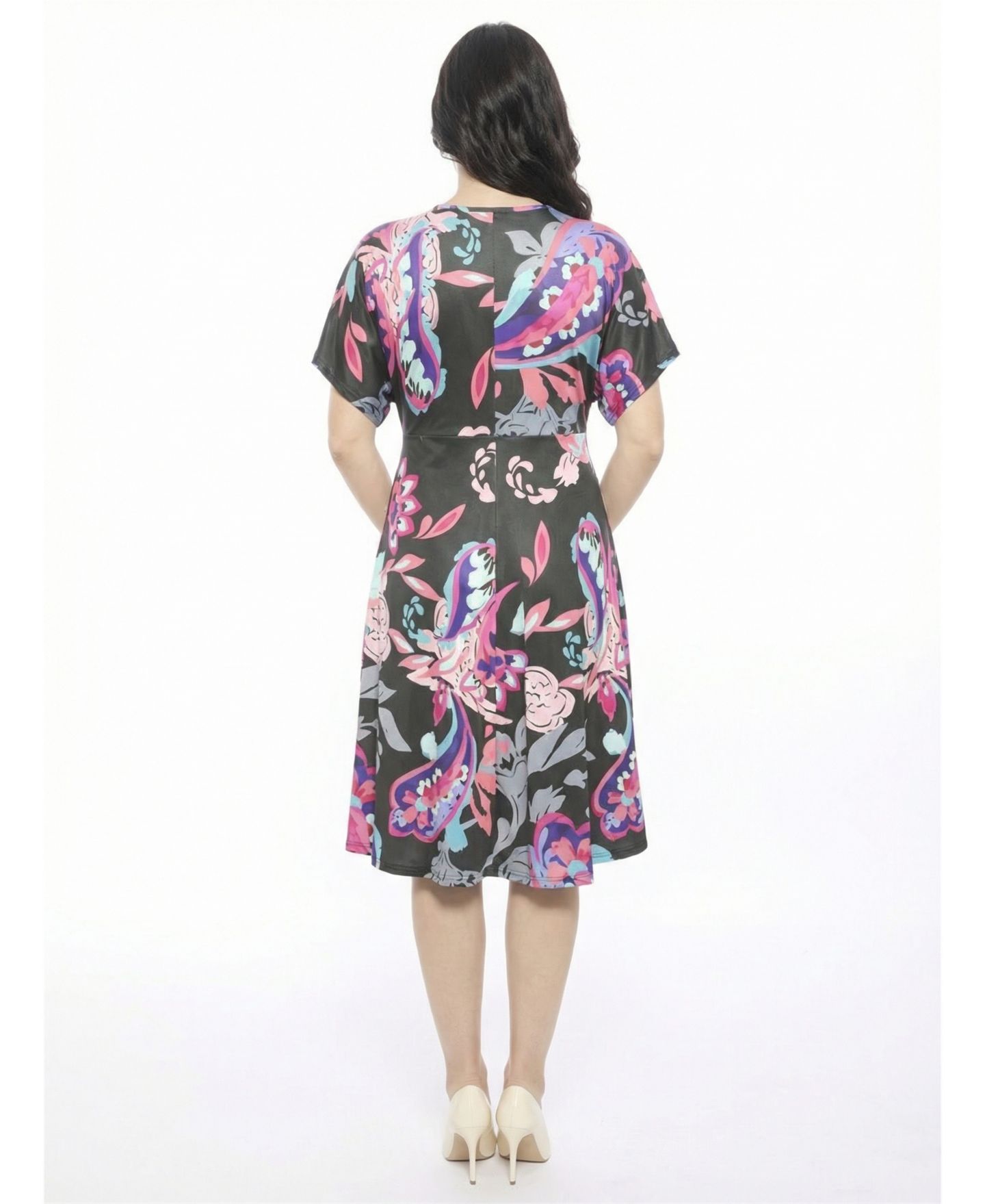 Женское платье 24seven Comfort Apparel Maternity V-Neck A-Line, цвет: С принтом — фото 3