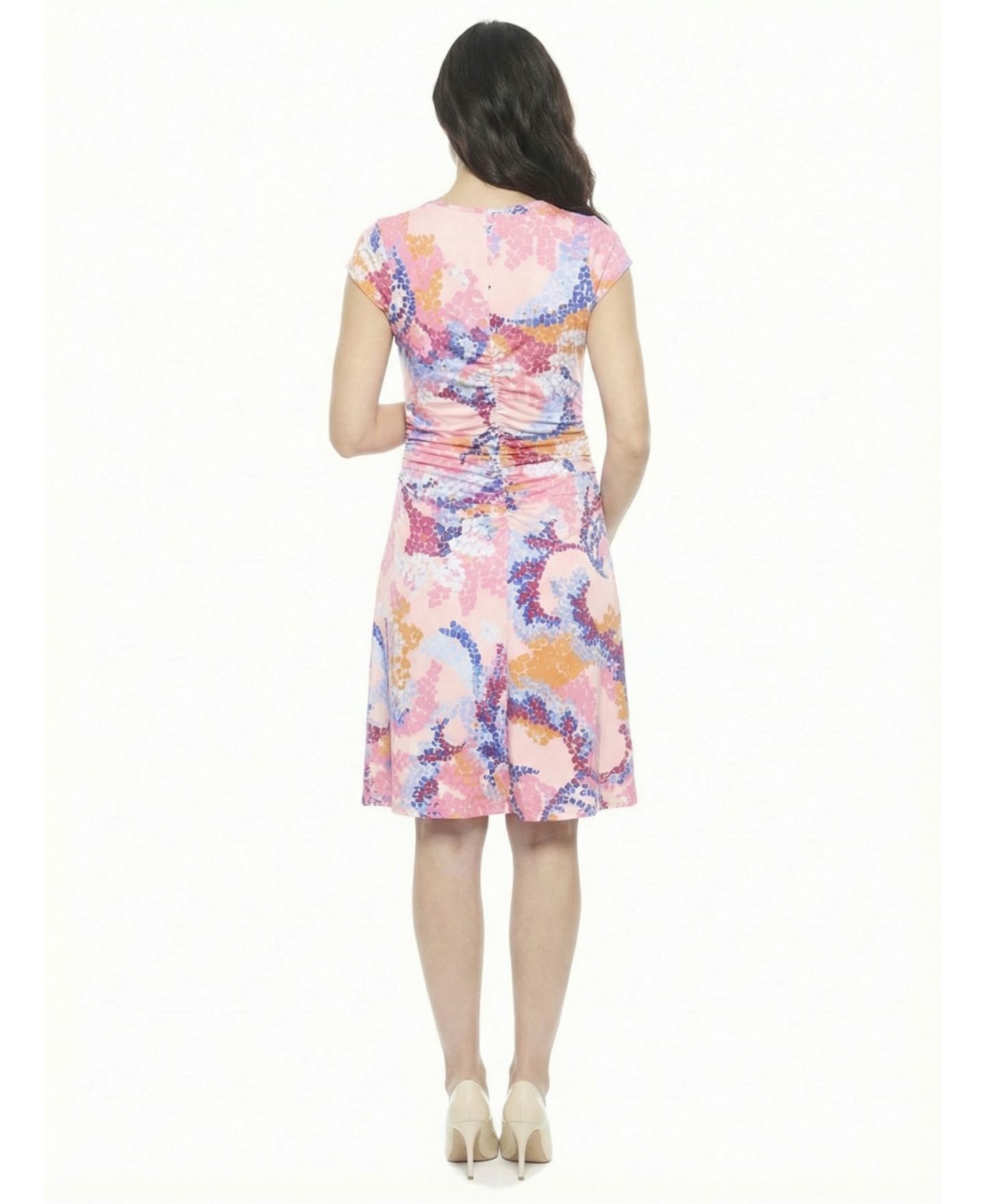 Женское платье 24seven Comfort Apparel and Plus Size Maternity V-Neck Knee Length, цвет: С принтом — фото 3