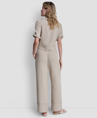 Petite Gauze Straight Leg Pull-On Pants