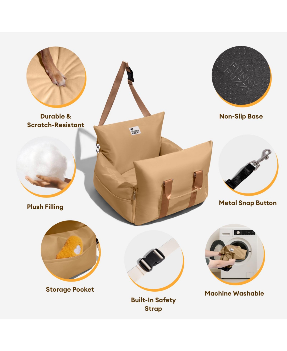 FunnyFuzzy First Class Waterproof Dog Car Double-Seat Bed