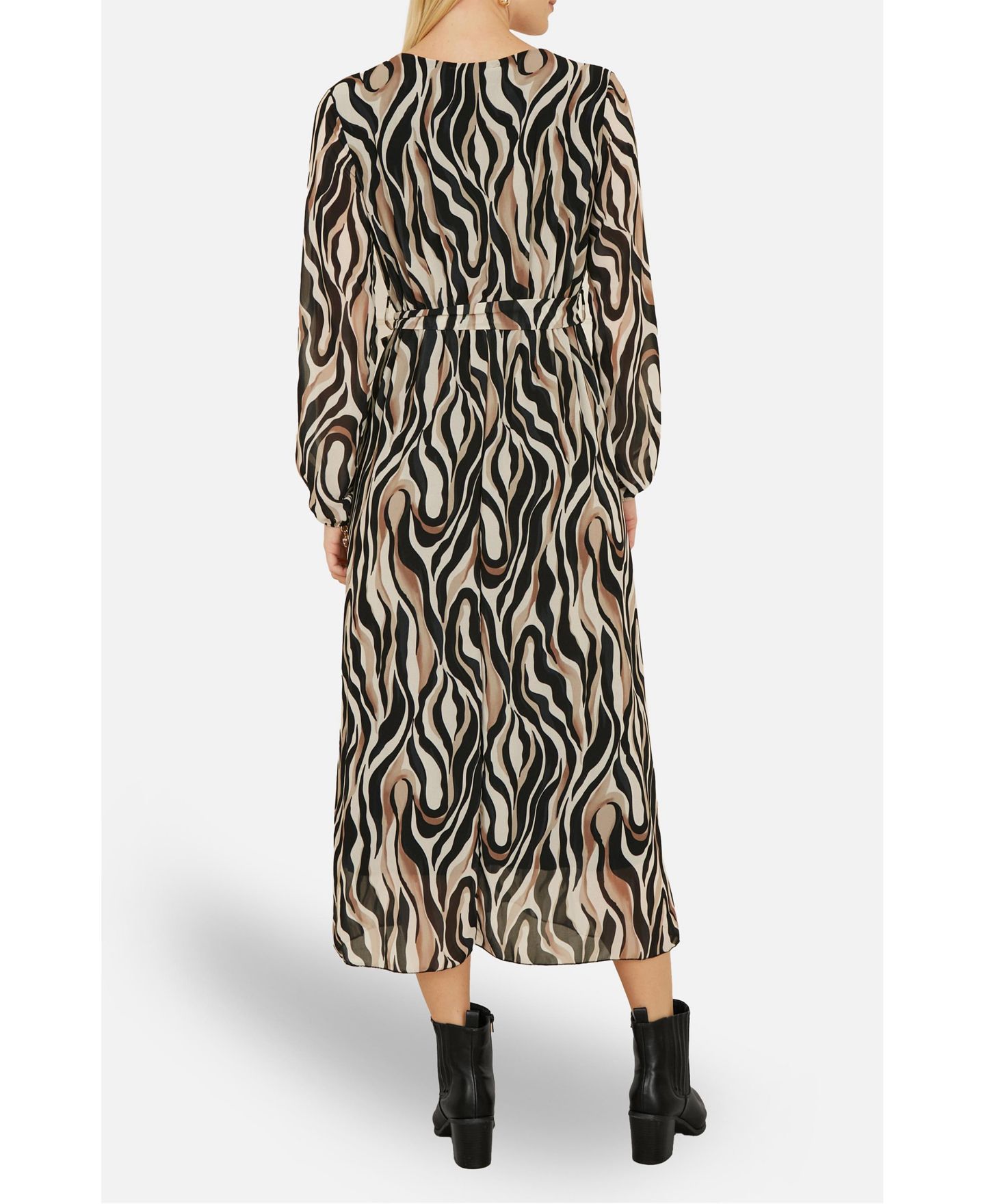 Женское платье Yumi Animal Swirl Midi Wrap, цвет: Чёрный — фото 8