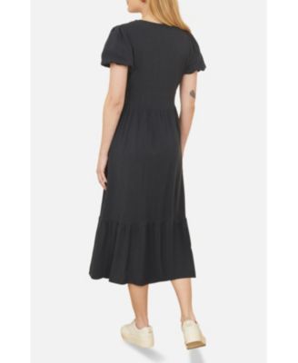 Women's Viscose Button Through Midi Dress
