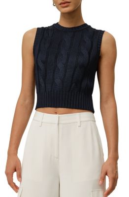 Women's Cable Knit Tussah Silk Cropped Top
