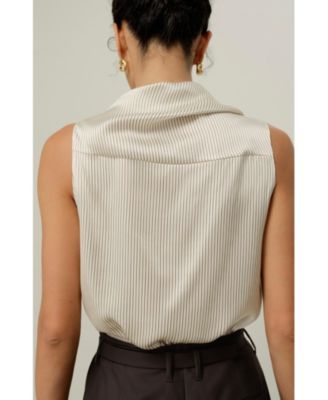 Women's Asymmetric Silk Charmeuse Sleeveless Top