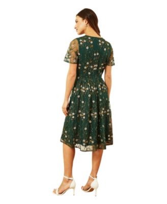 Women's Embroidered Floral Skater Dress