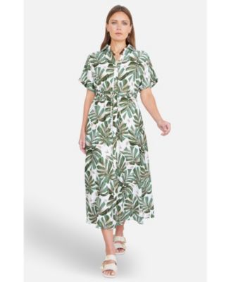 Women's Relaxed Boho Print Maxi Shirt Dress