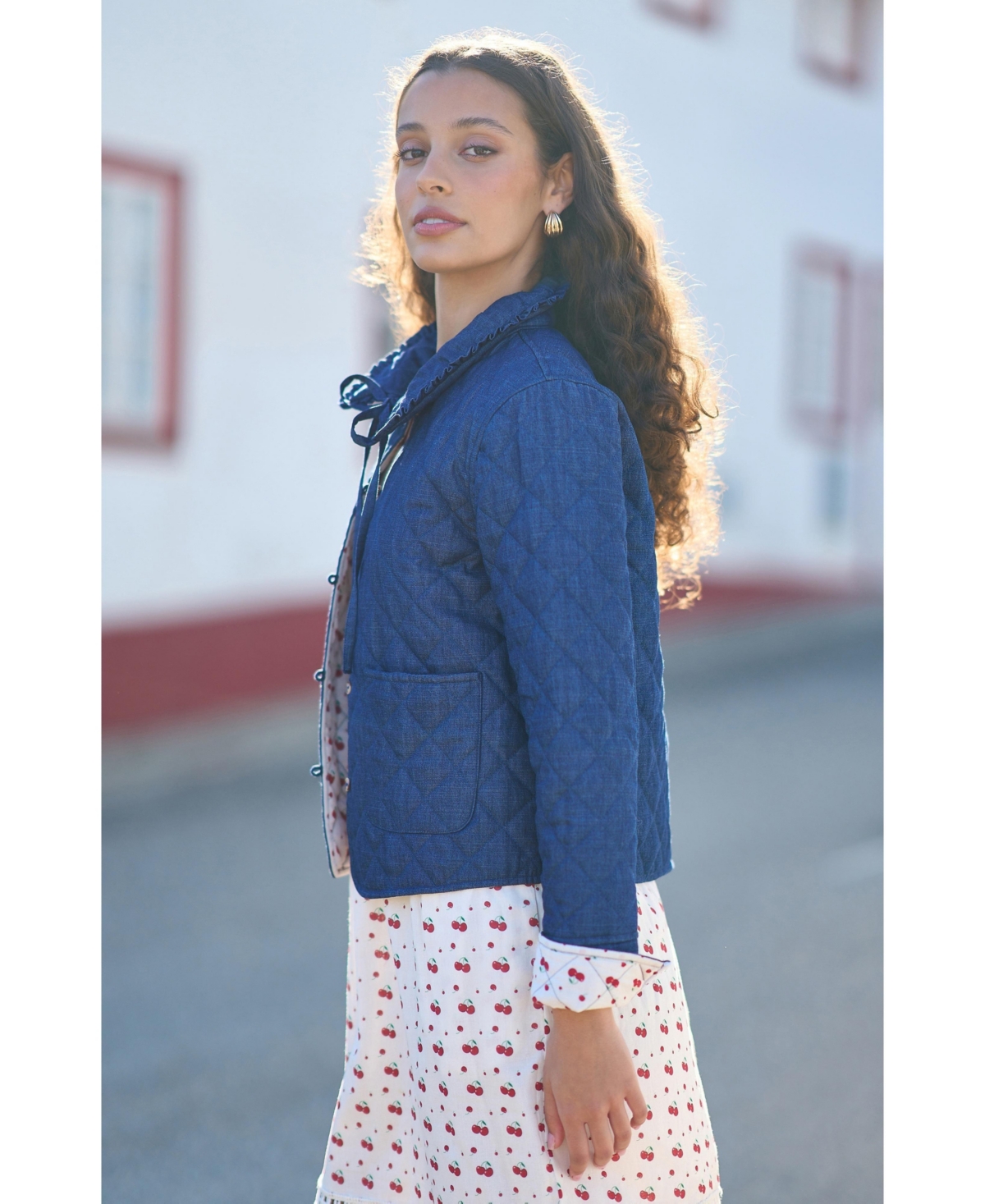 Yumi Women's Chambray Quilted Jacket