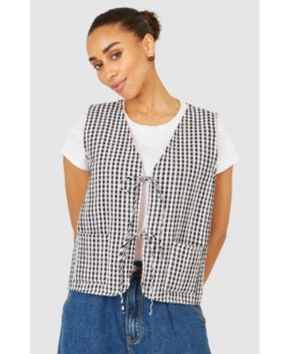 Women's Gingham Reversible Cotton Tie Waistcoat