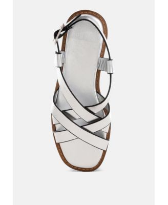 Womens Doata Metallic Genuine Leather Buckled Flats