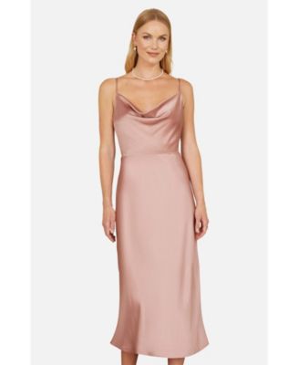 Women's Satin Cowl Neck Midi Dress