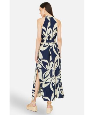 Women's Geo Swirl Print Halter Maxi Dress