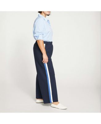 Women's Plus Size Wide Leg Stripe Ponte Pant
