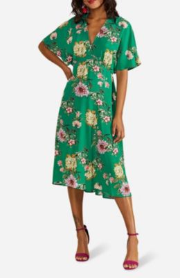 Women's Floral Kimono Midi Dress