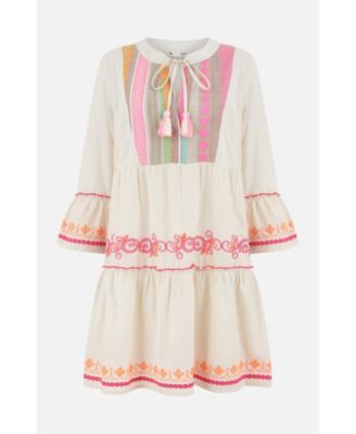 Women's Embroidered Cotton Tunic Dress