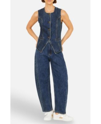 Women's Stretch Long Denim Waistcoat