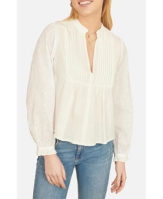Women's Pleated Cotton Bib Shirt