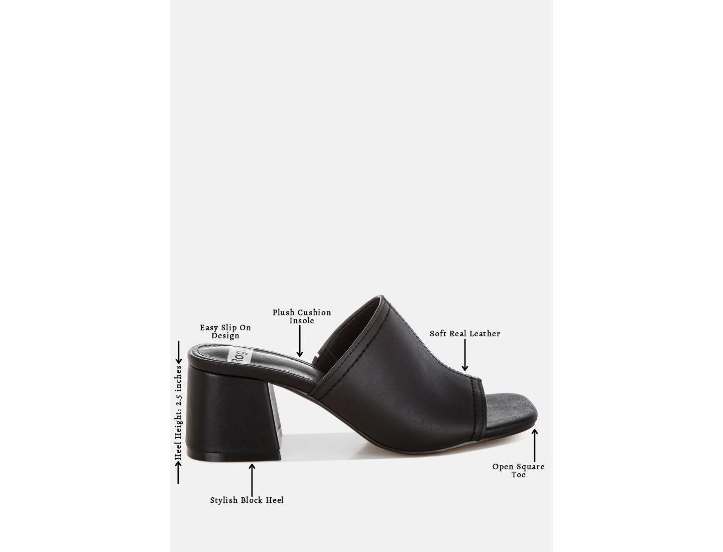 Женские туфли Rag & Co Wuling Slip-On Soft Leather Heels, цвет: Чёрный кожаный — фото 6