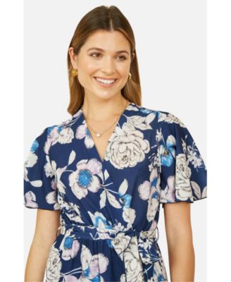 Women's Floral Midi Wrap Dress