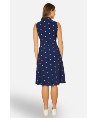 Women's Daisy Print Sleeveless Shirt Dress