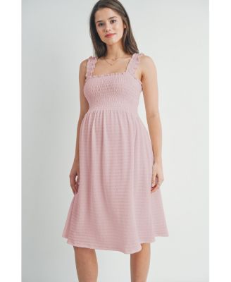 Maternity Smocked Empire Waist Sleeveless Square Neck Dress