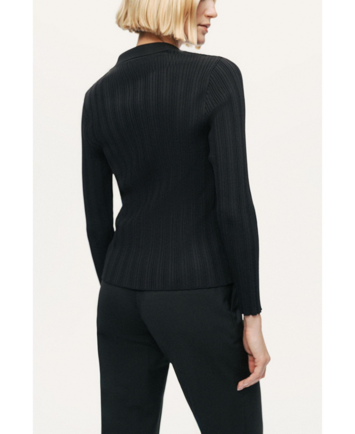 Nocturne Women's Floral Embellished Ribbed V-Neck Sweater