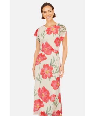 Women's Poppy Print Midi Mesh Dress