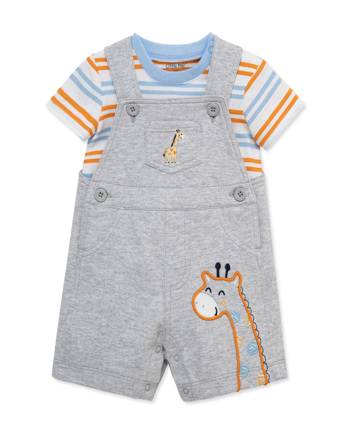 Little Me Baby Boys' Giraffe Printed Shortall and Short-Sleeve T-Shirt, 2-Piece Set