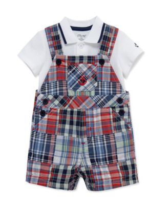 Baby Boys' Patchwork Detail Shortall and Polo Shirt, 2-Piece Set