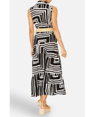 Women's Geo Print Midi Shirt Dress