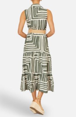 Women's Geo Print Midi Shirt Dress