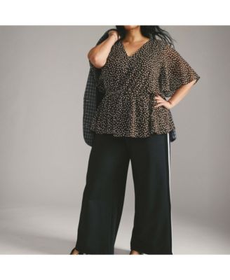 Plus Size Milou V-Neck Peplum Chiffon Top