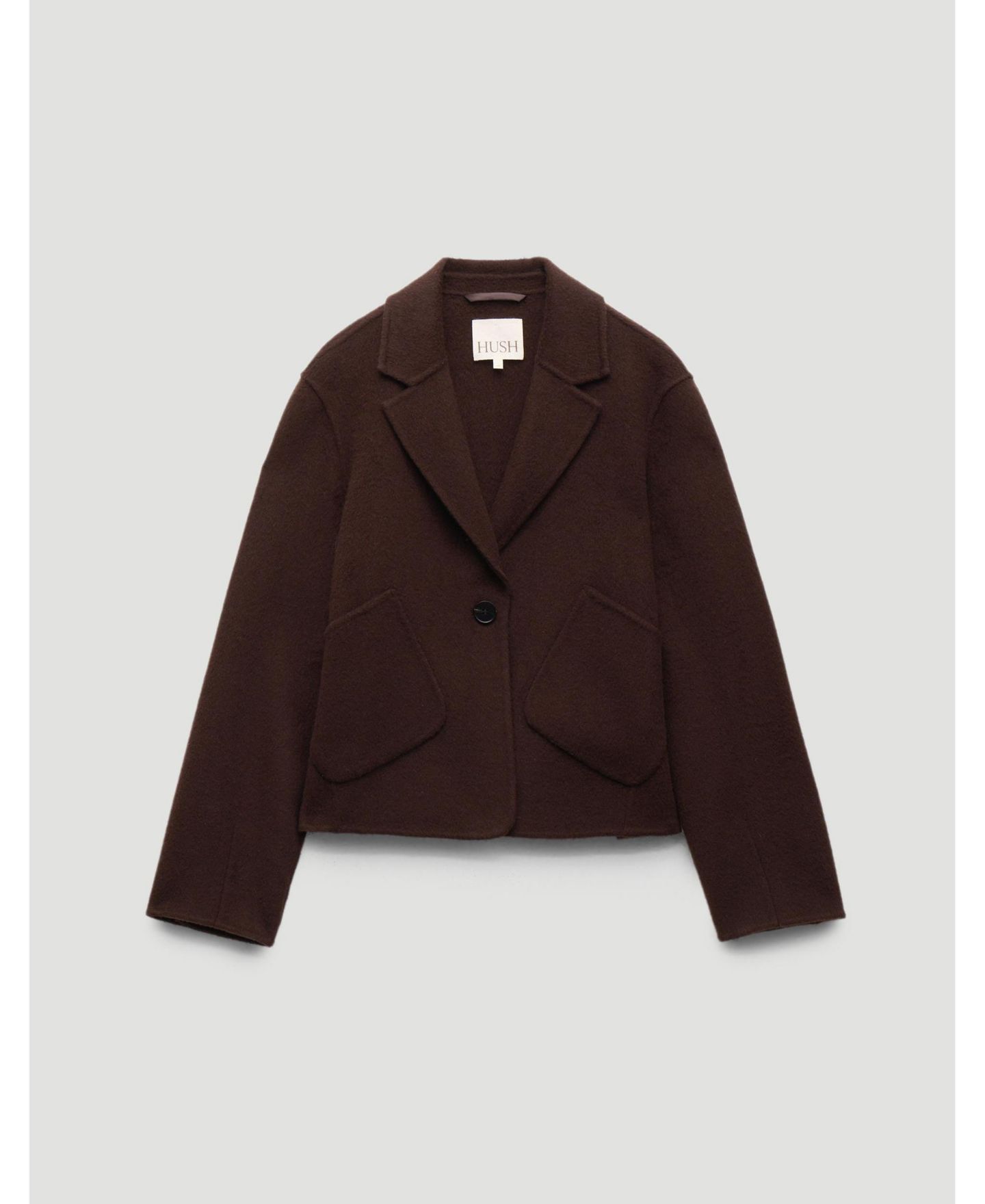 Женский пиджак Hush Mina Pure Wool Double Faced Blazer, цвет: Шоколадный коричневый — фото 6