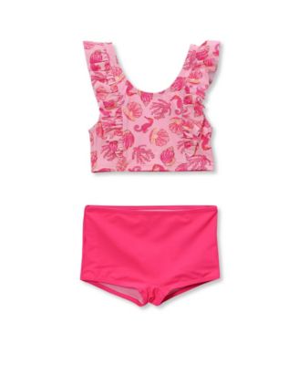 Girls Chlorine Resistant Ruffle Tankini Swimsuit Set