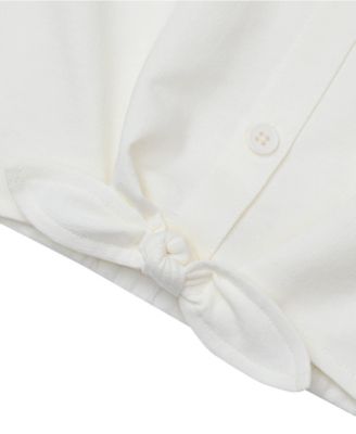 Girls Slouchy Button Front Terry Knit Top