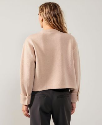 Women's Crewneck Textured Knit Button-Front Cardigan
