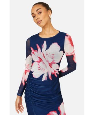 Women's Long Sleeve Mesh Maxi Dress