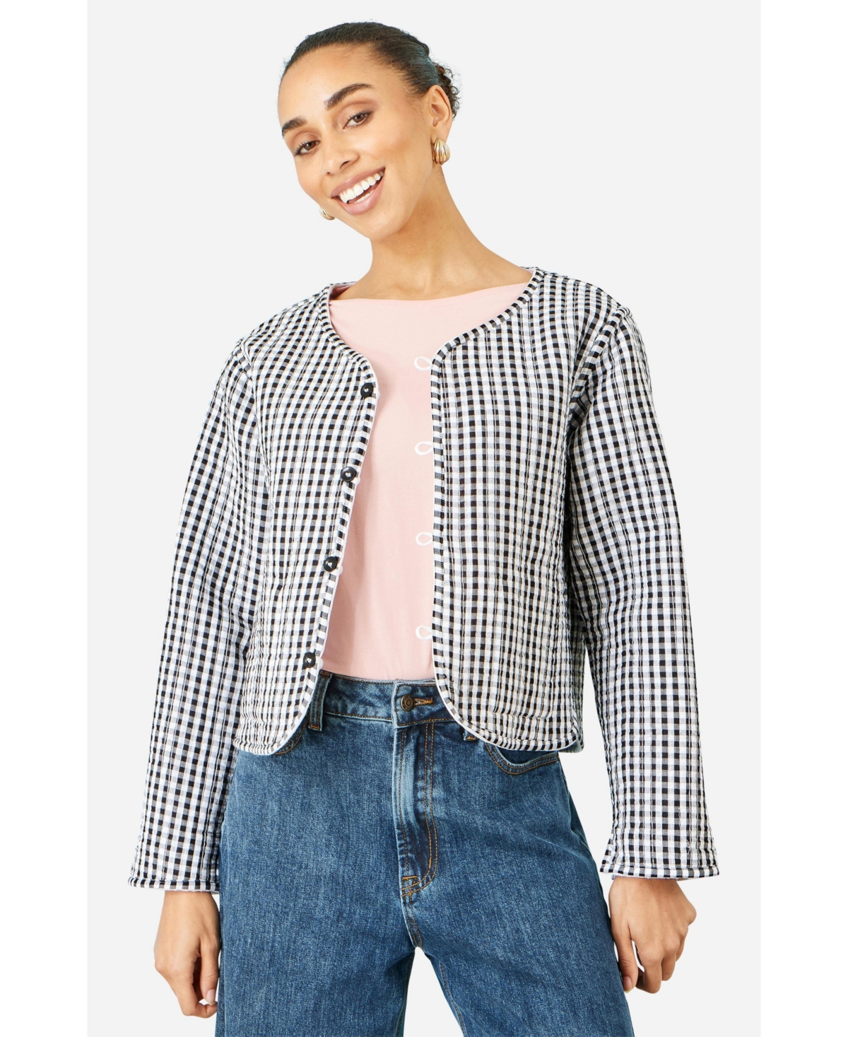 Yumi Women's Reversible Cotton Quilted Cropped Jacket