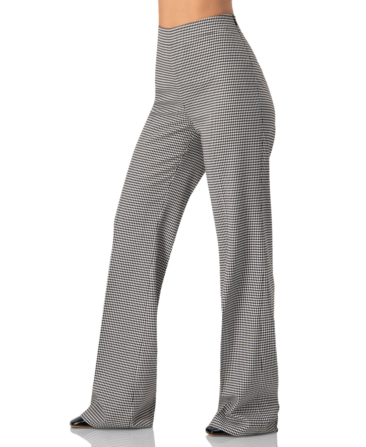 Ivonne Women's Semi-flared Houndstooth Tailored Trousers