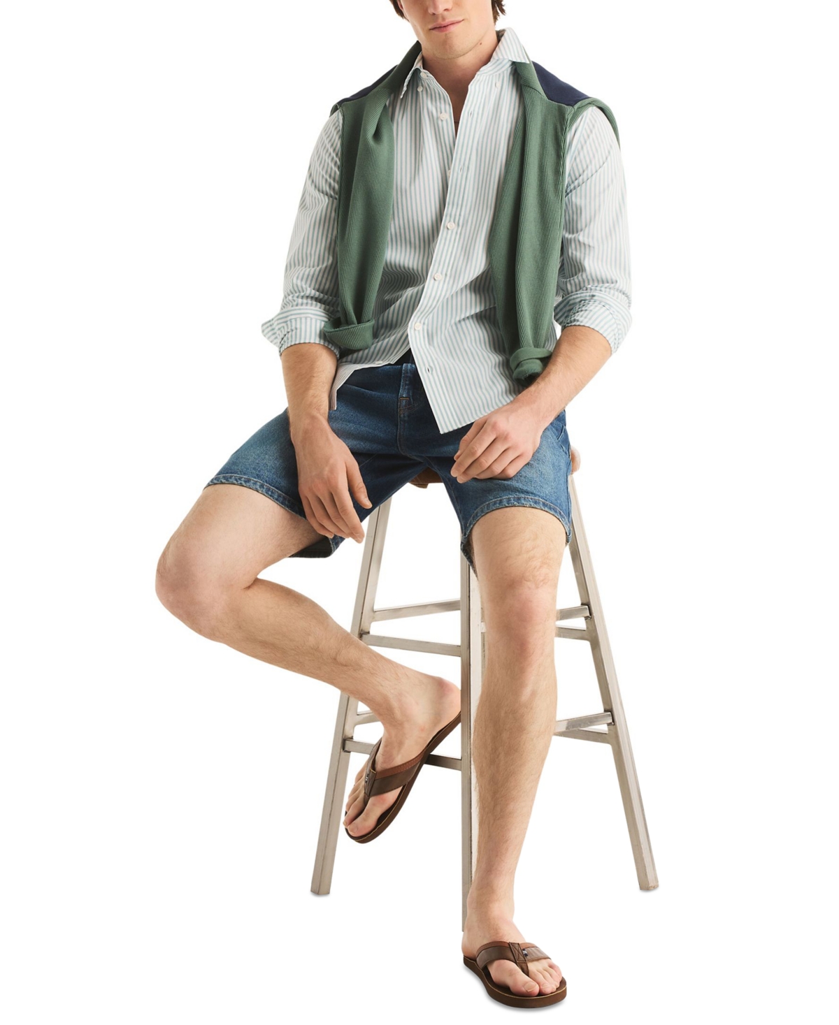 Nautica Men's Long-Sleeve Stripe Collared Shirt