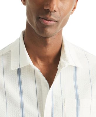 Men's Short-Sleeve Stripe Collared Shirt