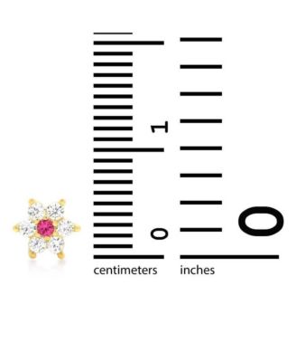 Solid 14k 3mm 20g Flower Cubic Zirconia Nose Ring