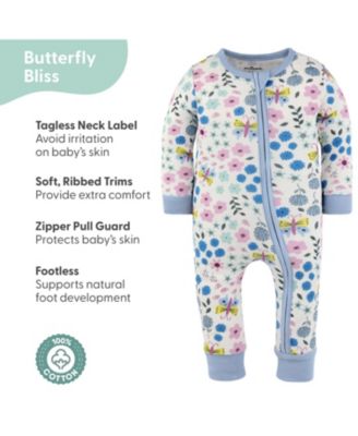 Baby Girls Blissful Florals Cotton Footless Pajamas for Girls, 2 Pack
