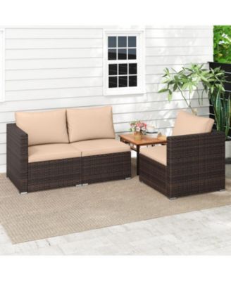 3-Piece Patio Sectional Sofa Set with Plush Seat Cushions
