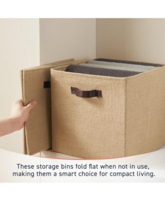 6 Pack Jute Storage Cube Bin Shelf Basket with Handles