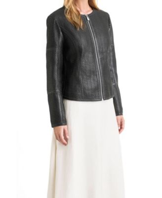 Women's Woven Leather Jacket