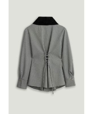 Women's Corset-Back Checked Sculpted Shirt