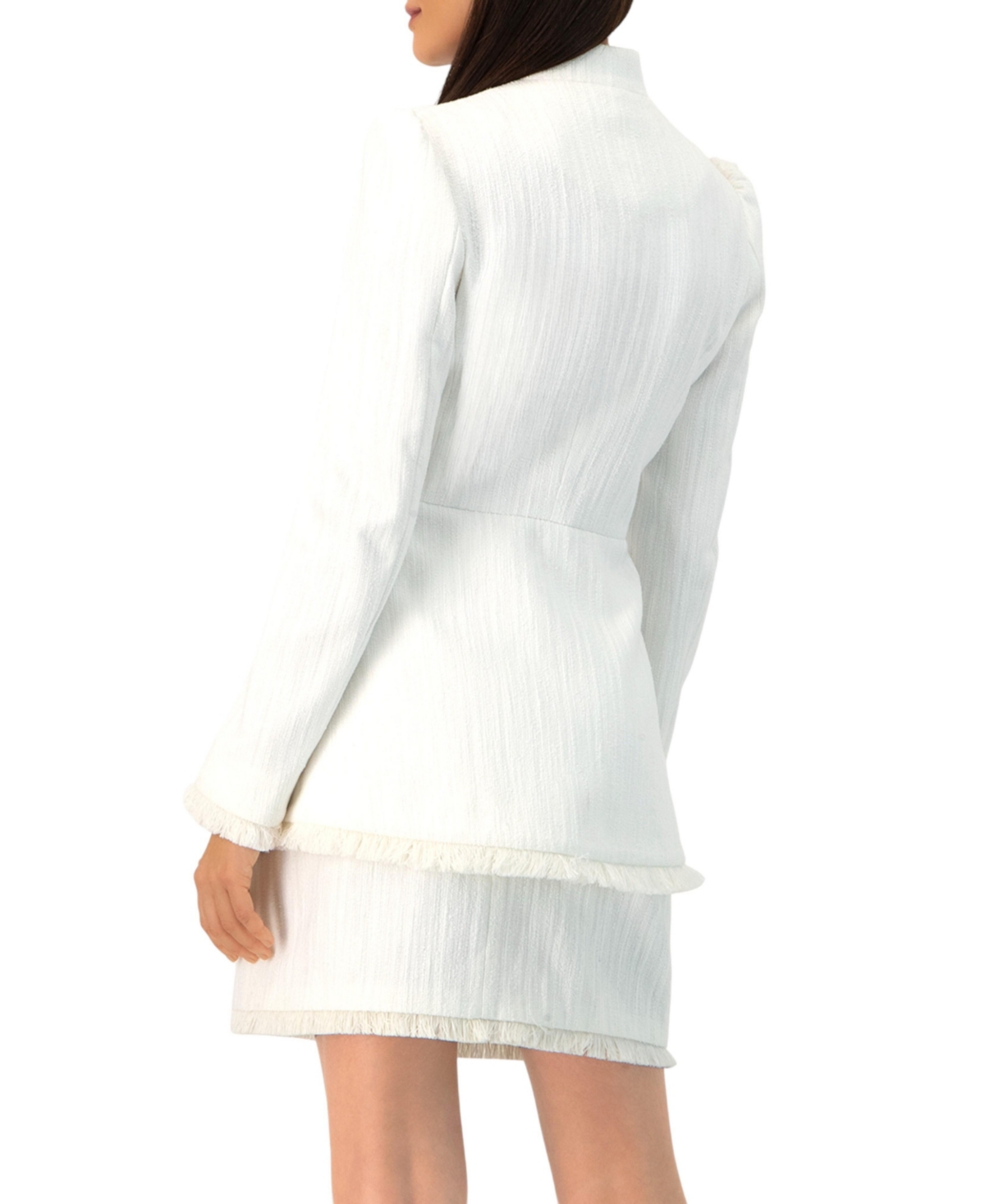 Ivonne Women's Buttoned Blazer with Fringe Detail