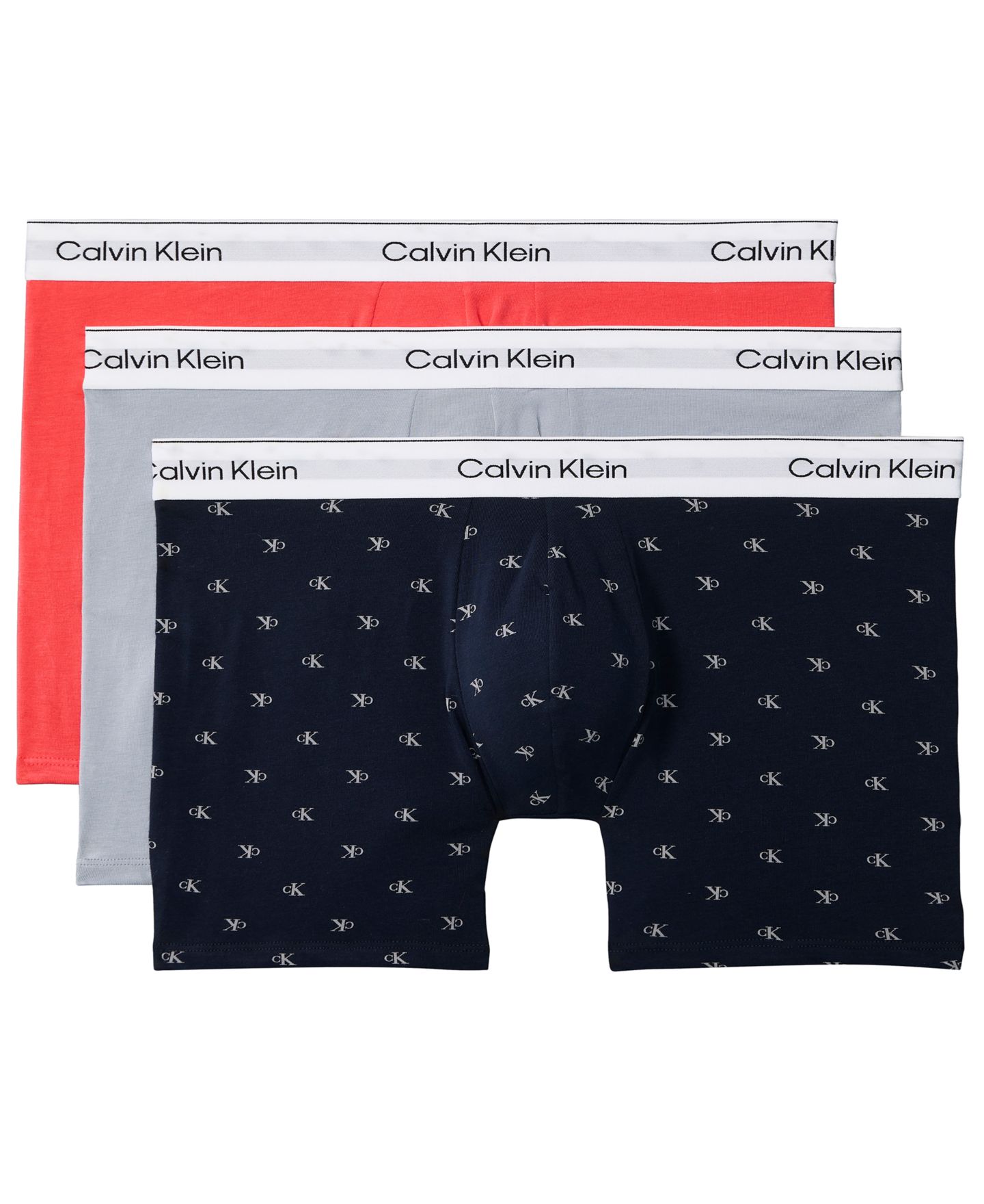 Трусы Icon для мужчин, хлопок, стрейч, 3 шт. — Calvin Klein, цвет: Серый / Розовый — фото 1