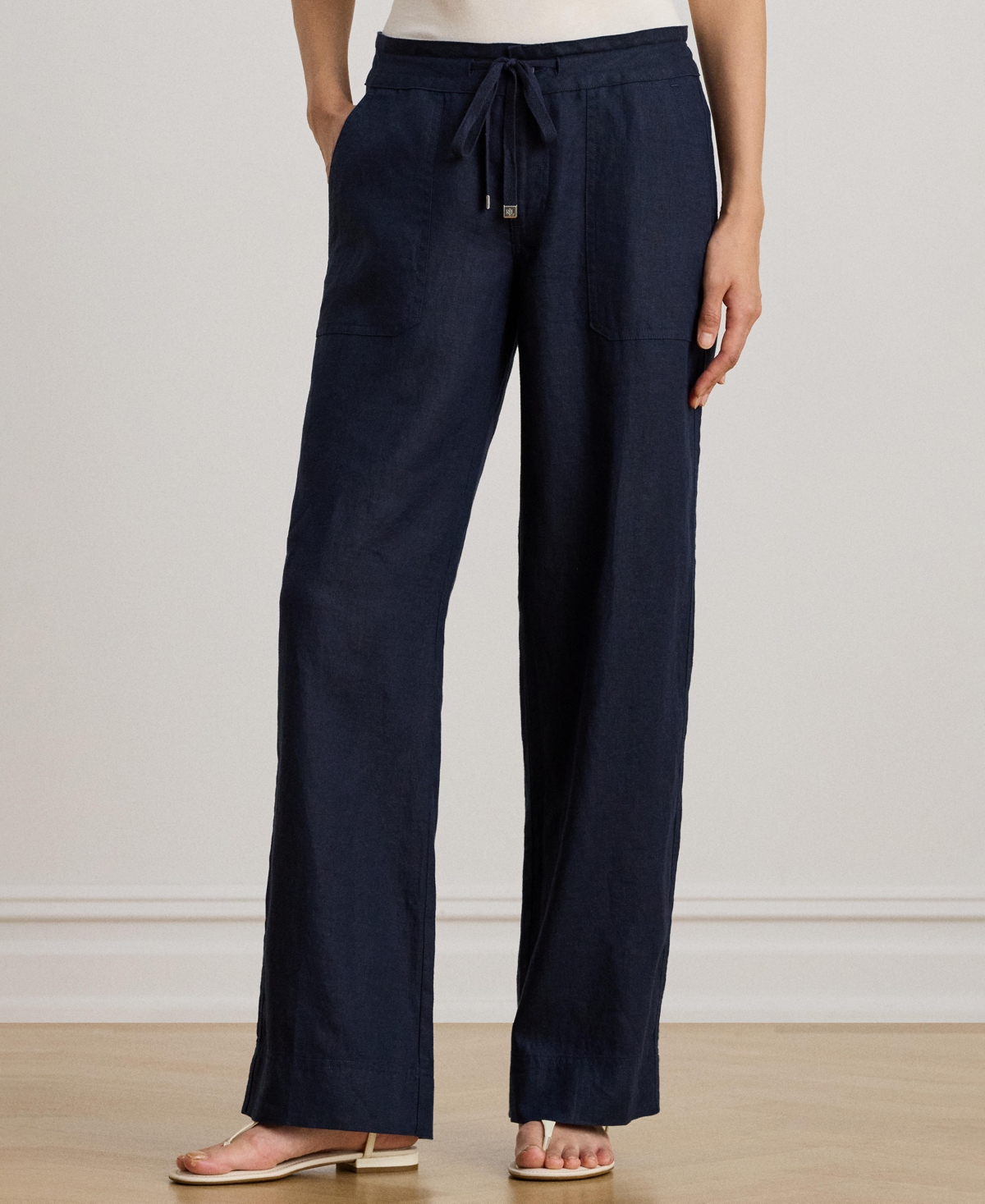 Lauren Ralph Wide-Leg 100% Linen Pants